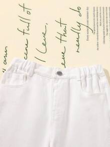 Girls Slant Pocket Straight Leg Jeans - White - View 5