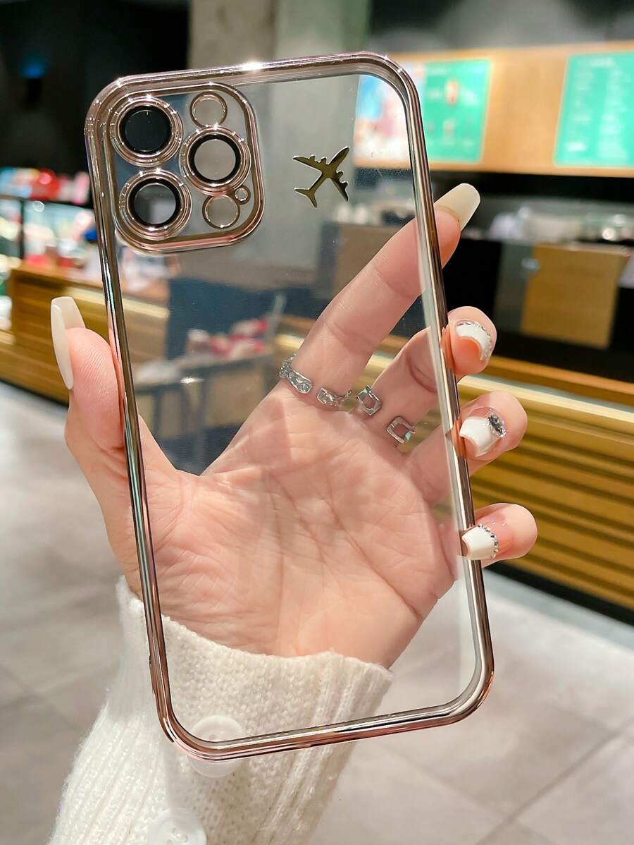 Plane Decor Contrast Frame Clear Phone Case