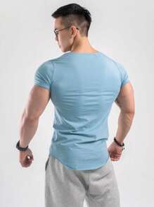 SHEIN Fitness Áo Tees & Tanks  Thể thao Nam - Màu xanh nhạt - Xem 2