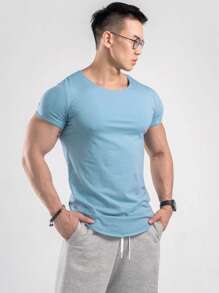 SHEIN Fitness Áo Tees & Tanks  Thể thao Nam - Màu xanh nhạt - Xem 4