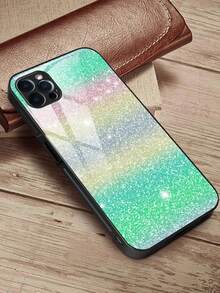 漸層閃光圖案鋼化膜手機殼 - 綠色 - 查看 2