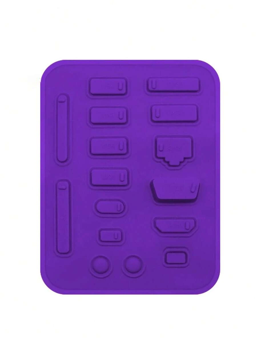 16入組素色矽膠筆記本電腦防塵插頭