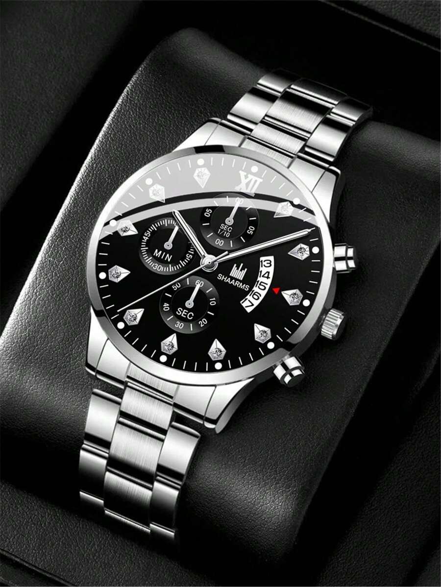 Đồng hồ nam hình tròn kim ngày Đồng hồ thạch anh dịp nghỉ lễ làm quà cho học sinh đi học trở lại