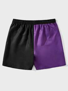 ROMWE MEN Goth 男士骷髅圖案雙色腰部抽繩短褲 - 彩色 - 查看 2