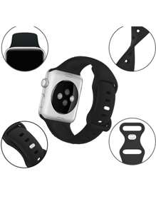 1条黑色硅胶时尚运动表带，兼容 45mm、49mm、38mm、40mm、41mm、42mm、44mm，兼容Ultra、SE、11、10、9、8、7、6、5、4、3、2、1系列，返校季必备 - 黑色 - 查看 3