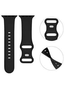 1条黑色硅胶时尚运动表带，兼容 45mm、49mm、38mm、40mm、41mm、42mm、44mm，兼容Ultra、SE、11、10、9、8、7、6、5、4、3、2、1系列，返校季必备 - 黑色 - 查看 4
