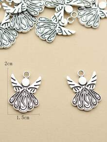 15 cái/gói Mặt dây chuyền hợp kim 3d cổ điển thời trang cho vòng cổ, vòng tay, bông tai, móc khóa, dây đeo điện thoại di động, phụ kiện tự làm với mặt dây chuyền hình thiên thần - Màu Bạc Cổ - Xem 3