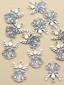 15 cái/gói Mặt dây chuyền hợp kim 3d cổ điển thời trang cho vòng cổ, vòng tay, bông tai, móc khóa, dây đeo điện thoại di động, phụ kiện tự làm với mặt dây chuyền hình thiên thần - Màu Bạc Cổ - Xem 4