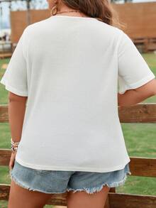 SHEIN Holidaya Plus Geo Print Batwing Sleeve Tee - White - View 3