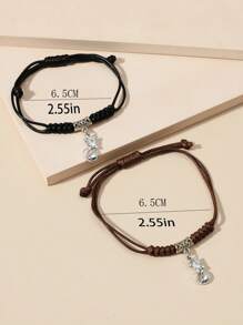 2 cái/bộ Đúng mốt PU Polyurethane Mèo Đồ treo Vòng đeo tay Đối với Cặp đôi Để Trang Trí Hàng Ngày Thời trang Punk Đồ trang sức Qủa tặng Cho nam giới Phổ biến nhất - Nhiều màu - Xem 3