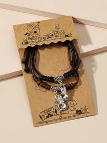 2 cái/bộ Đúng mốt PU Polyurethane Mèo Đồ treo Vòng đeo tay Đối với Cặp đôi Để Trang Trí Hàng Ngày Thời trang Punk Đồ trang sức Qủa tặng Cho nam giới Phổ biến nhất - Nhiều màu - Xem 4