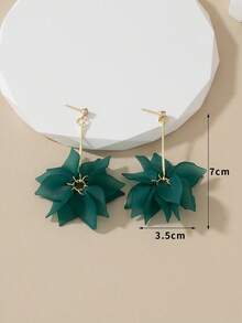 1雙時尚花瓣流蘇耳墜適合女士日常裝飾 - 彩色 - 查看 3
