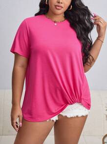 SHEIN Unity Camiseta bajo girante - Rosa Fucsia - Ver 1
