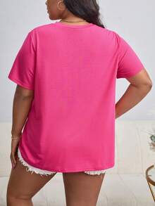 SHEIN Unity Camiseta bajo girante - Rosa Fucsia - Ver 2