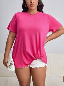 SHEIN Unity Camiseta bajo girante - Rosa Fucsia - Ver 3