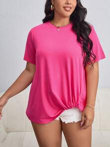 SHEIN Unity Camiseta bajo girante - Rosa Fucsia - Ver 4