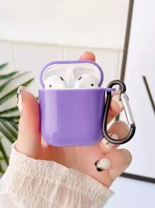 Funda compatible con Airpods unicolor anticaída - Morado - Ver 1