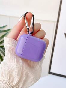 Funda compatible con Airpods unicolor anticaída - Morado - Ver 2