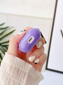 Funda compatible con Airpods unicolor anticaída - Morado - Ver 3