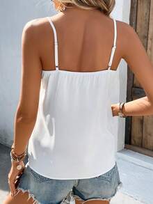 SHEIN LUNE 蕾絲拼接吊帶上衣 - 白色 - 查看 2