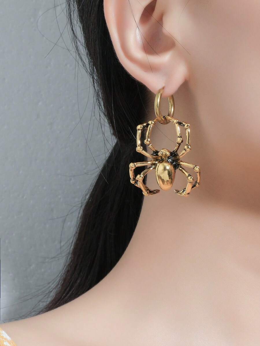 1 đôi Đúng mốt Hợp kim kẽm Nhện Thả hoa tai Đối với phụ nữ Để Trang Trí Hàng Ngày Thời trang Punk Đồ trang sức Qủa tặng Cho nam giới Phổ biến nhất - Đồng - Xem 1