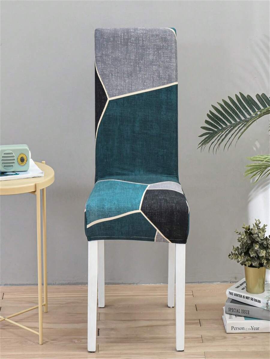 1入組幾何樣式有彈性椅子極簡風格滌綸防水餐廳椅套適用於家庭 - 彩色 - 查看 1