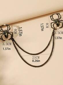 1入組時尚鋅合金蜘蛛裝飾鏈式領針適合男士女士日常裝飾時尚朋克首飾類禮品適合男士受歡迎 - 槍黑色 - 查看 3