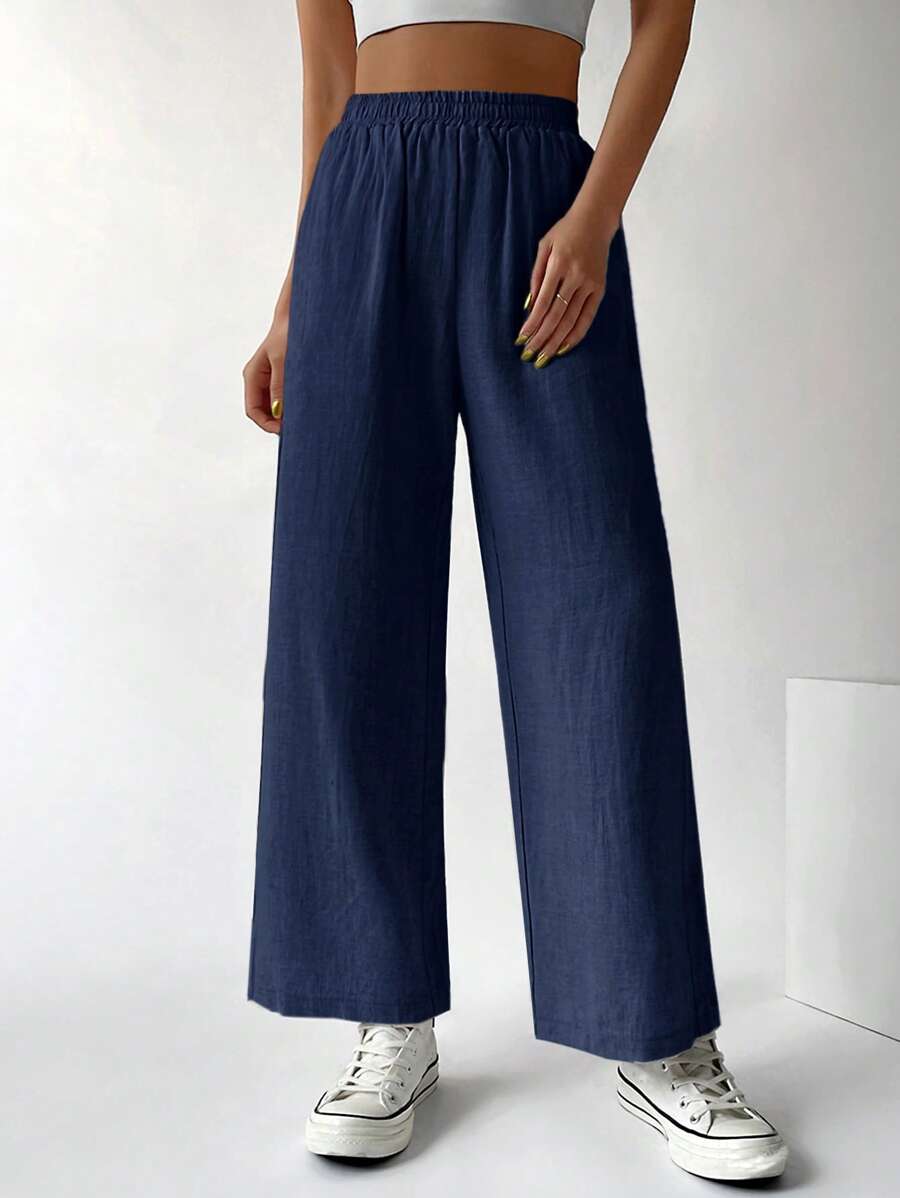 Muchica 素色闊腿褲 - 藏蓝色 - 查看 1