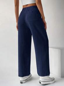 Muchica 素色闊腿褲 - 藏蓝色 - 查看 2