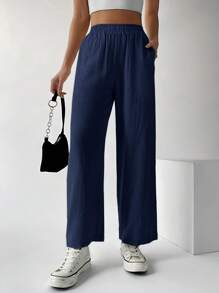 Muchica 素色闊腿褲 - 藏蓝色 - 查看 3