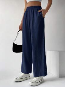 Muchica 素色闊腿褲 - 藏蓝色 - 查看 6