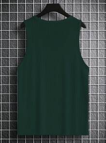 Manfinity Homme Áo thun & Áo lót Nam Gân đan màu trơn Giải trí - Màu xanh lá cây đậm - Xem 3