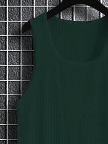 Manfinity Homme Áo thun & Áo lót Nam Gân đan màu trơn Giải trí - Màu xanh lá cây đậm - Xem 4