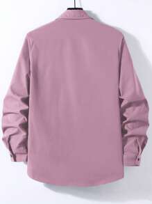 Manfinity Homme Men Letter Patched Detail Shirt Without Tee - Dusty Pink - View 2