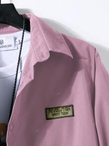 Manfinity Homme Men Letter Patched Detail Shirt Without Tee - Dusty Pink - View 6