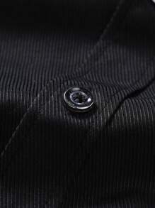 Manfinity Mode Áo sơ mi nam cài nút trơn, áo sơ mi nam đen ôm vừa vặn, áo sơ mi nam công sở thường ngày, mùa thu, áo dài tay - màu đen - Xem 5