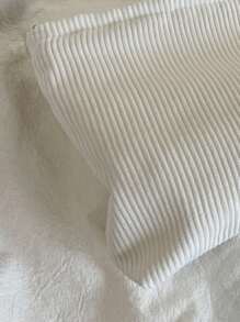 灯芯绒旅行化妆包便携式化妆品收纳包手提包女大容量拉链化妆包母亲节礼物送妈妈化妆刷收纳 - 白色 - 查看 3