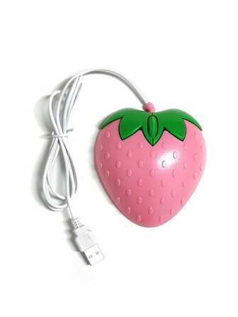 1入組草莓設計有線鼠標適用於筆記本電腦/PC,遊戲滑鼠