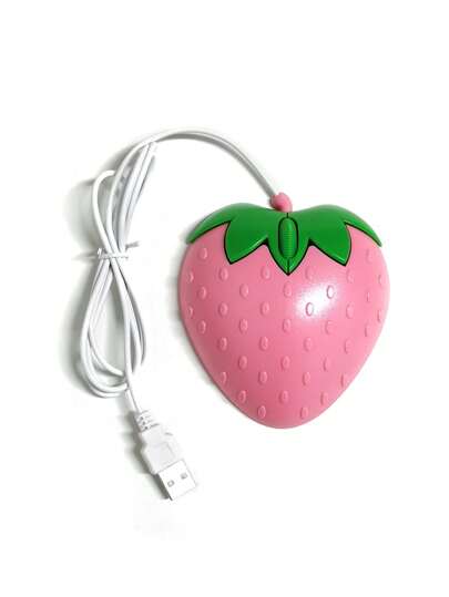 1入組草莓設計有線鼠標適用於筆記本電腦/PC,遊戲滑鼠