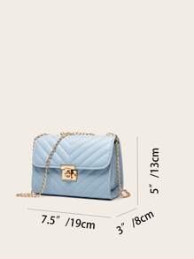 Lightweight,Business Casual Ladies Quilted Crossbody Bag, Fashionable Chain Clutch Bag, Shoulder Bag, Square Bag For Teen Girls Women College Students,Rookies & White-collar Workers Perfect for Office,College,Work ,Business,Commute,Outdoors, Travel, Outings - Baby Blue - View 3