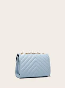Lightweight,Business Casual Ladies Quilted Crossbody Bag, Fashionable Chain Clutch Bag, Shoulder Bag, Square Bag For Teen Girls Women College Students,Rookies & White-collar Workers Perfect for Office,College,Work ,Business,Commute,Outdoors, Travel, Outings - Baby Blue - View 5