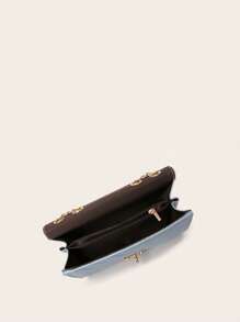 Lightweight,Business Casual Ladies Quilted Crossbody Bag, Fashionable Chain Clutch Bag, Shoulder Bag, Square Bag For Teen Girls Women College Students,Rookies & White-collar Workers Perfect for Office,College,Work ,Business,Commute,Outdoors, Travel, Outings - Baby Blue - View 6