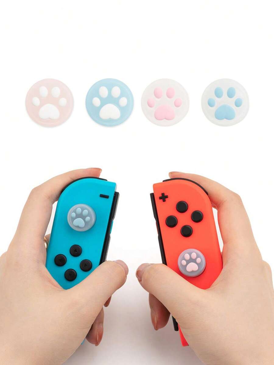 GeekShare 4 piezas Tapa de botón redondo garra de gato de silicona compatible con Nintendo Switch/Oled/Lite - Multicolor - Ver 1