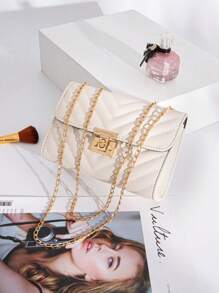 Leichte, gesteppte Business-Casual-Damen-Umhängetasche, modische Ketten-Clutch, Umhängetasche, quadratische Tasche für Teenager-Mädchen, Studenten, Anfänger und Angestellte, perfekt für Büro, Hochschule, Arbeit, Geschäft, Pendeln, Outdoor, Reisen, Ausflüge