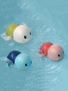 1pc Random Color Toy, Cute Cartoon Tortoise Design Bath Toy For Baby - Multicolor - View 1