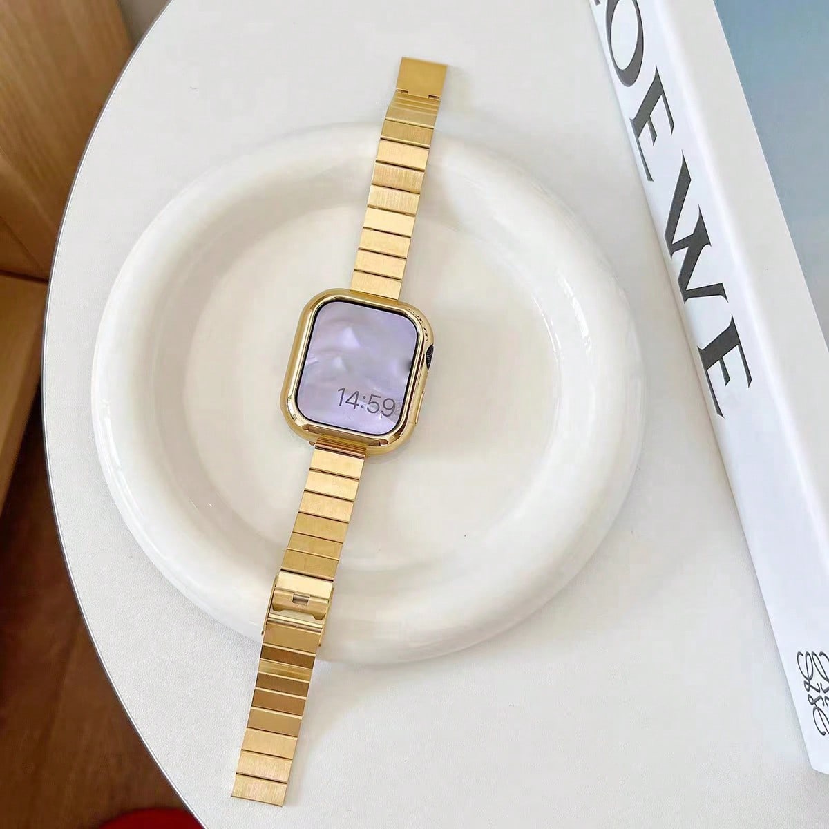 Correa de reloj compatible con Apple Watch unicolor de acero inoxidable 3 en 1