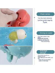 1pc Random Color Toy, Cute Cartoon Tortoise Design Bath Toy For Baby - Multicolor - View 8