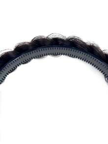 水鑽裝飾編織黑色5英寸短合成纖維頭髮髮箍 - 黑色 - 查看 3