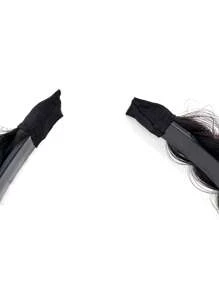 水鑽裝飾編織黑色5英寸短合成纖維頭髮髮箍 - 黑色 - 查看 4