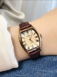 Đồng hồ thạch anh tối giản 1 cái - màu nâu - Xem 2